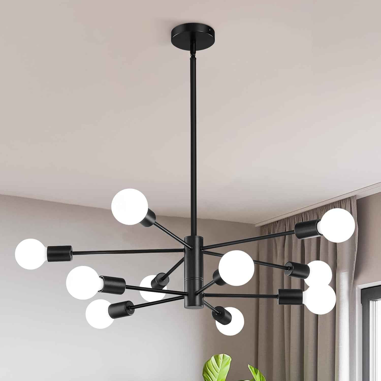 8-Light Gold Sputnik Chandelier - Modern Adjustable Ceiling Light for Dining Room, Kitchen & Foyer