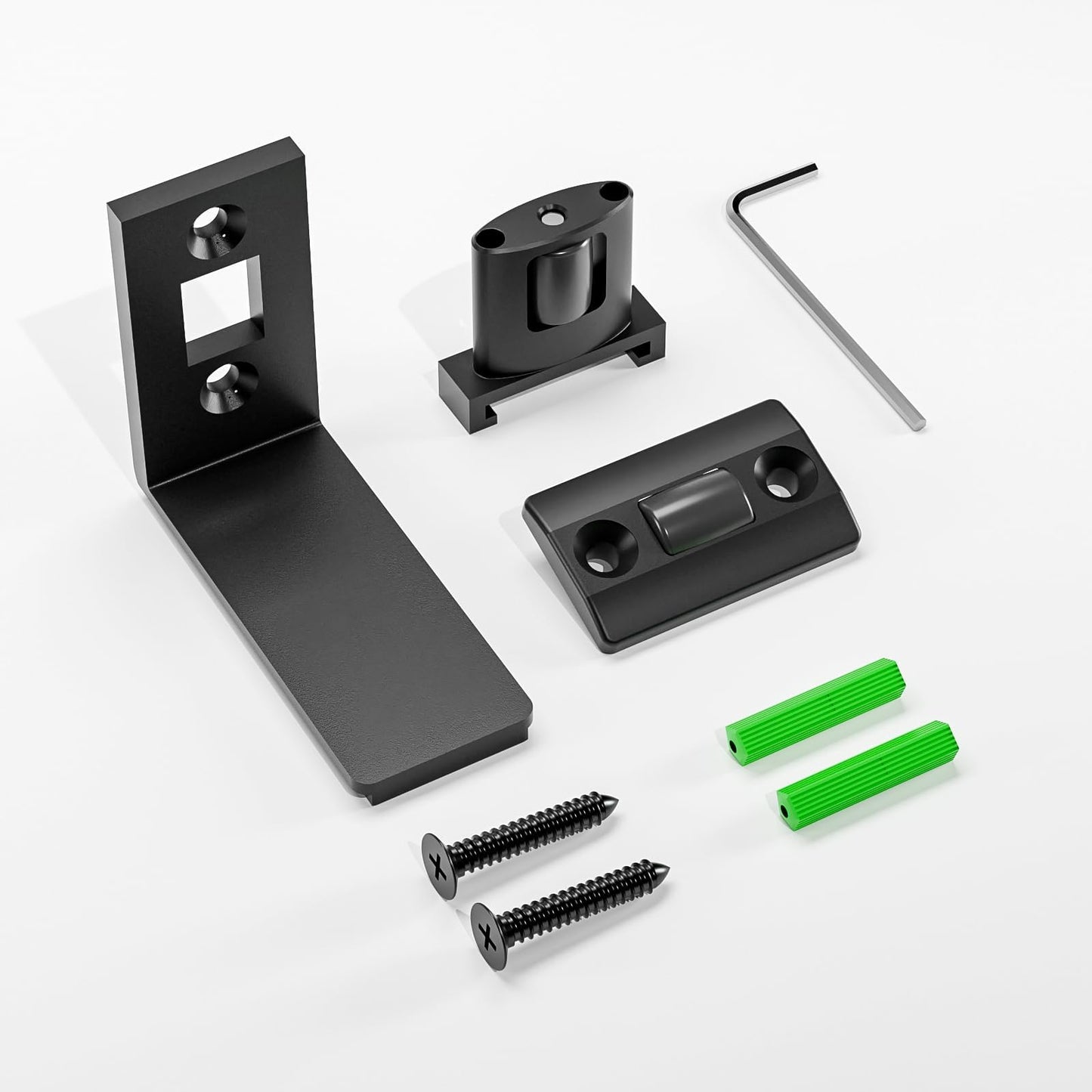 CCJH Sliding Barn Door Floor Guide Adjustable Bottom Double Small Rollers Guide Wall Mounted(Black 1pcs)