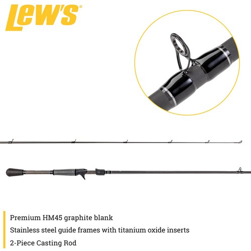 Lew’s TP2 Casting Fishing Rod, All-Purpose Model, 7-Foot 2-Piece HM45 Graphite Rod, Medium Power Fast Action, Winn Dri-Tac Split-Grip