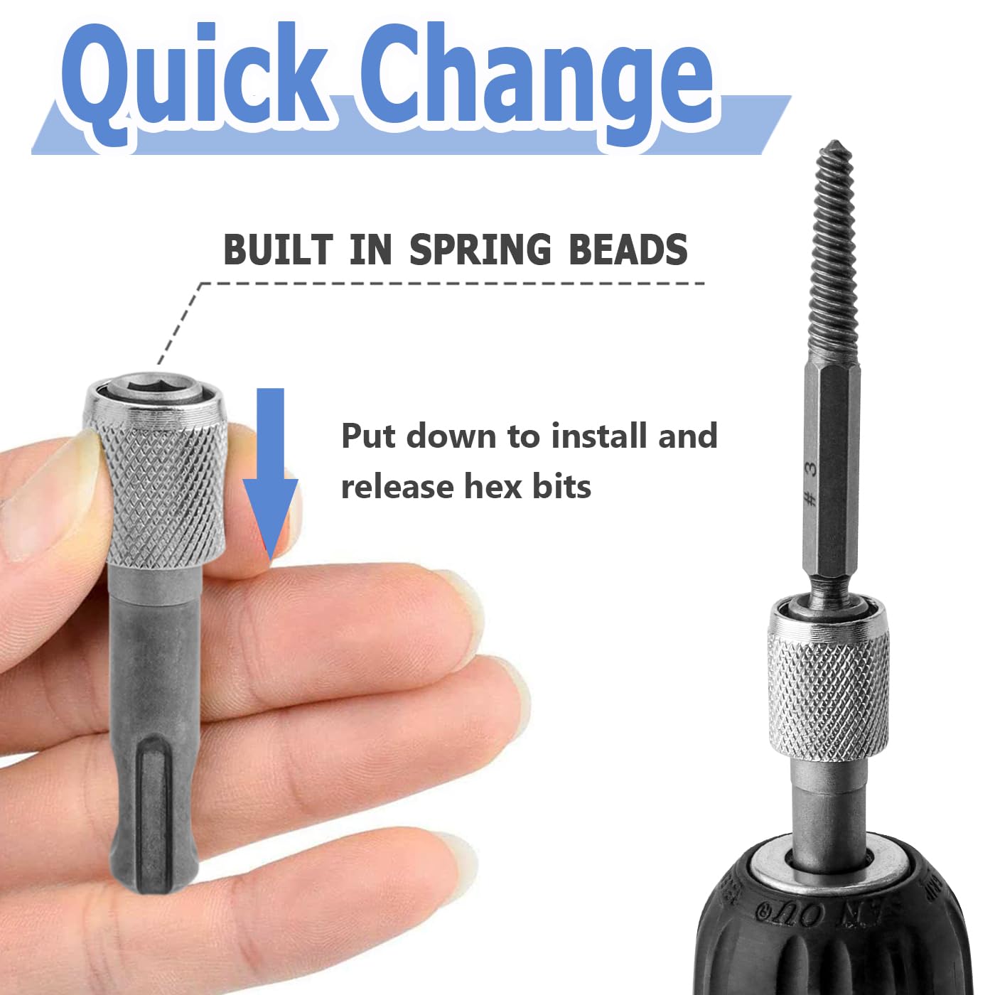 Mesee 5 Pieces SDS-Plus Shank Drill Chuck Adapters SDS PLUS to 1/4" Hex Socket Adapter Converter 1/4 Inch Hex Shank Screwdriver Drill Bit Holder for Electric Hammer Impact Drills