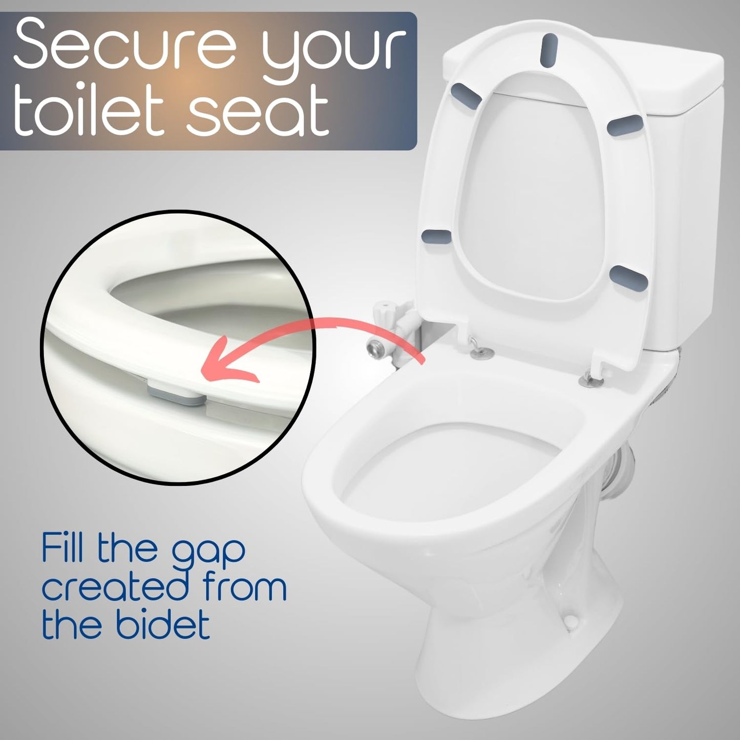 Toilet Seat Bumpers for Use with Bidet - Stops Sliding & Wobbling - Distributes Weight Evenly to Prevent Damage to Seat or Bowl - Premium Adhesive Pads - 5pk