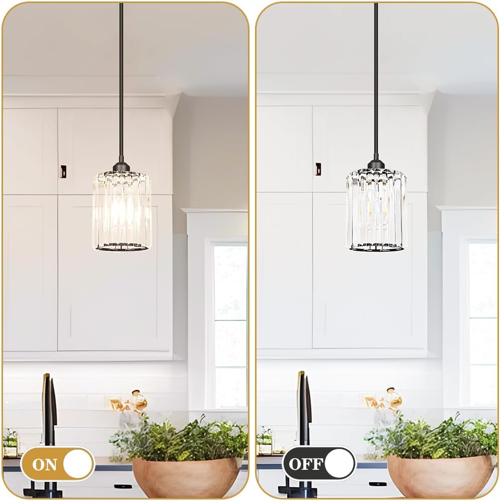 Modern Gold Crystal Ceiling Light Fixture - 11-Inch Semi Flush Mount Chandelier for Kitchen & Entryway