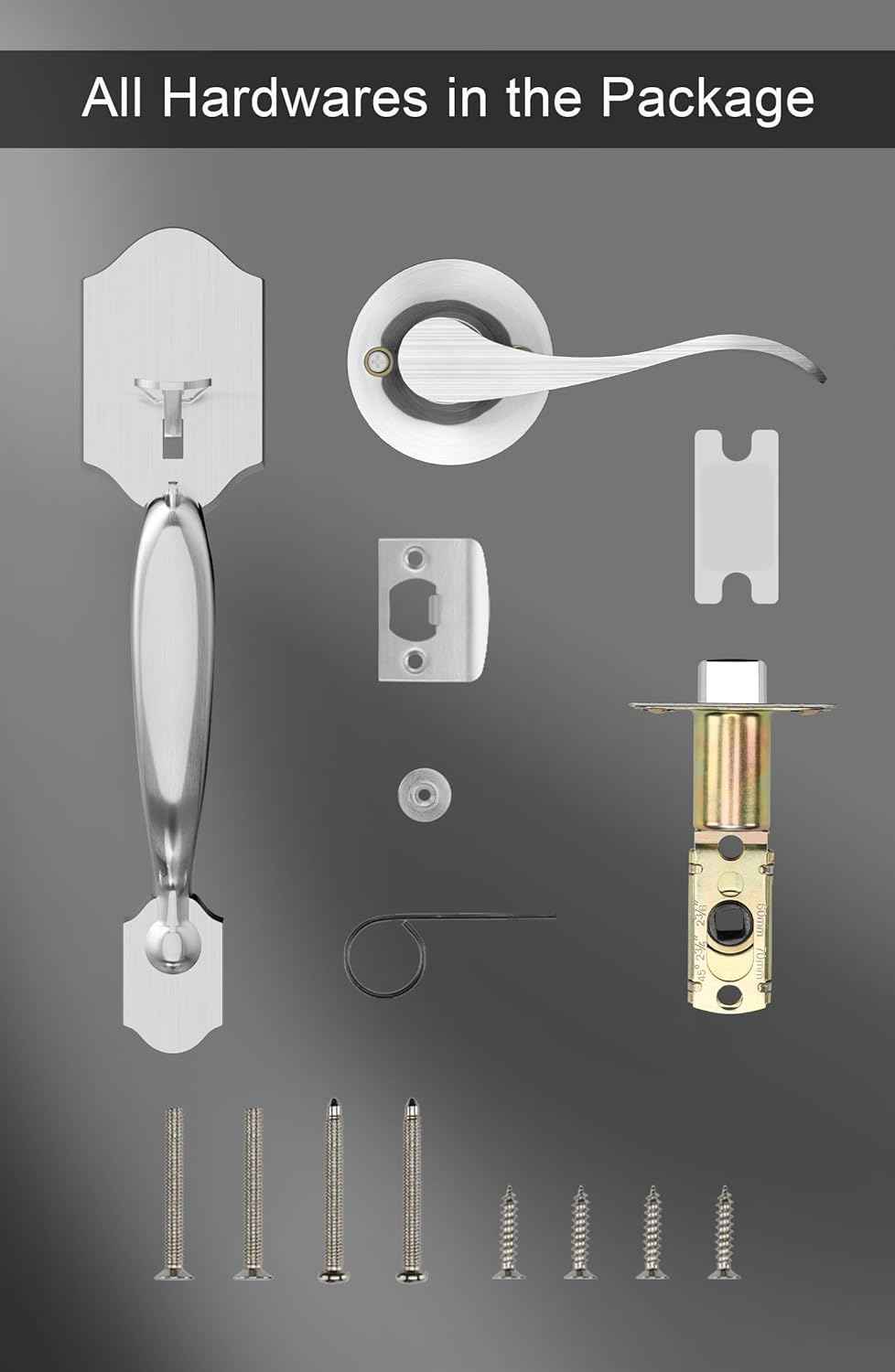 Gold Front Door Handle & Deadbolt Set - Reversible Lever Lock Hardware