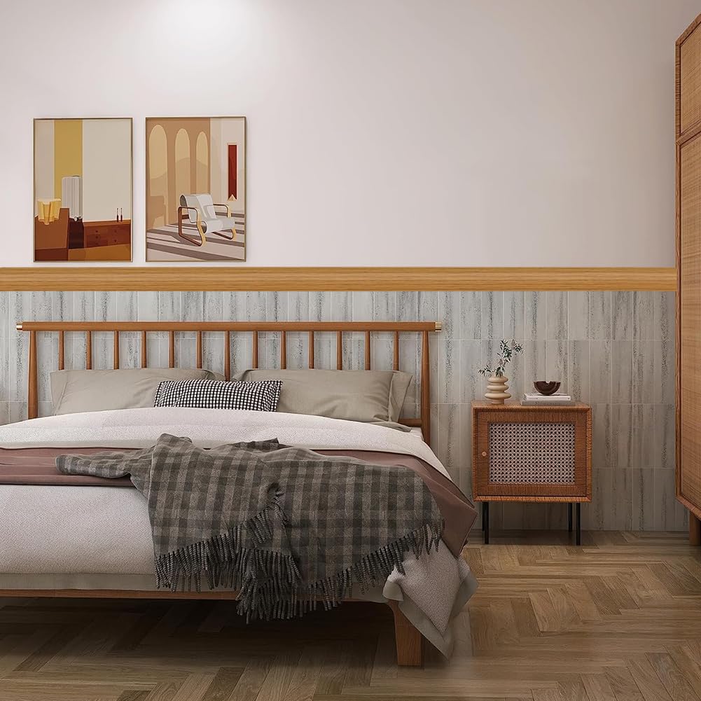 Tintvent Floor Transition Strip, Self-Adhesive Vinyl Flooring Cover Strips, Floor Flat Divider Strip for Joining Floor Gaps, Carpet Threshold Transition; 2" Wide-Brown Wood Grain (3.3Ft)