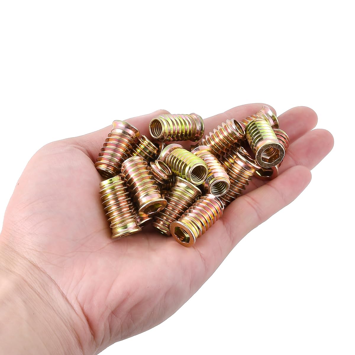 Xrfoiniu 50 Pieces 5/16 Threaded Inserts for Wood Insert Nut Woodworking Tools Flush Nut Inserts Wood Bolt Furniture Headless Screw Hardware Nuts (50, 5/16"-18x25mm)