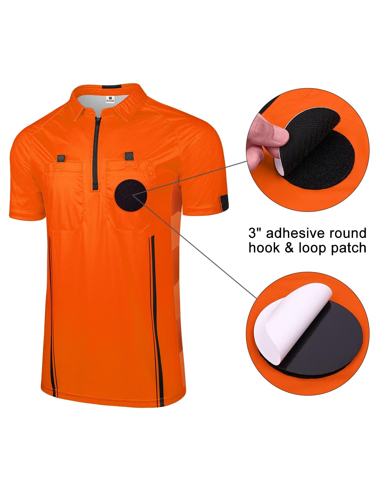 FitsT4 Sports Pro Soccer Referee Jersey Short Sleeve Ref Shirts Orange X-Large