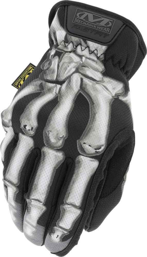 Mechanix Wear FastFit Bones Gloves - Men's Breathable Work Gloves for Home Improvement & Maintenance - Machine Washable & Touchscreen Compatible - Large, Skeleton/Black