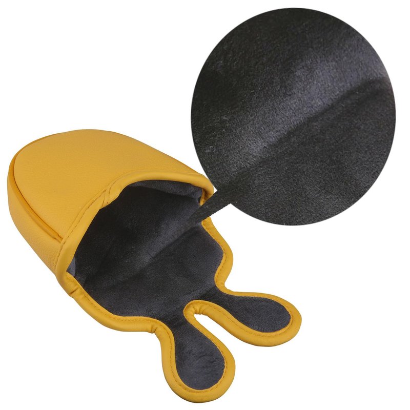 Golf Club Mallet Center Shaft Putter Head Cover Soft Leather with Embroidery Magnetic Closure (Yellow)