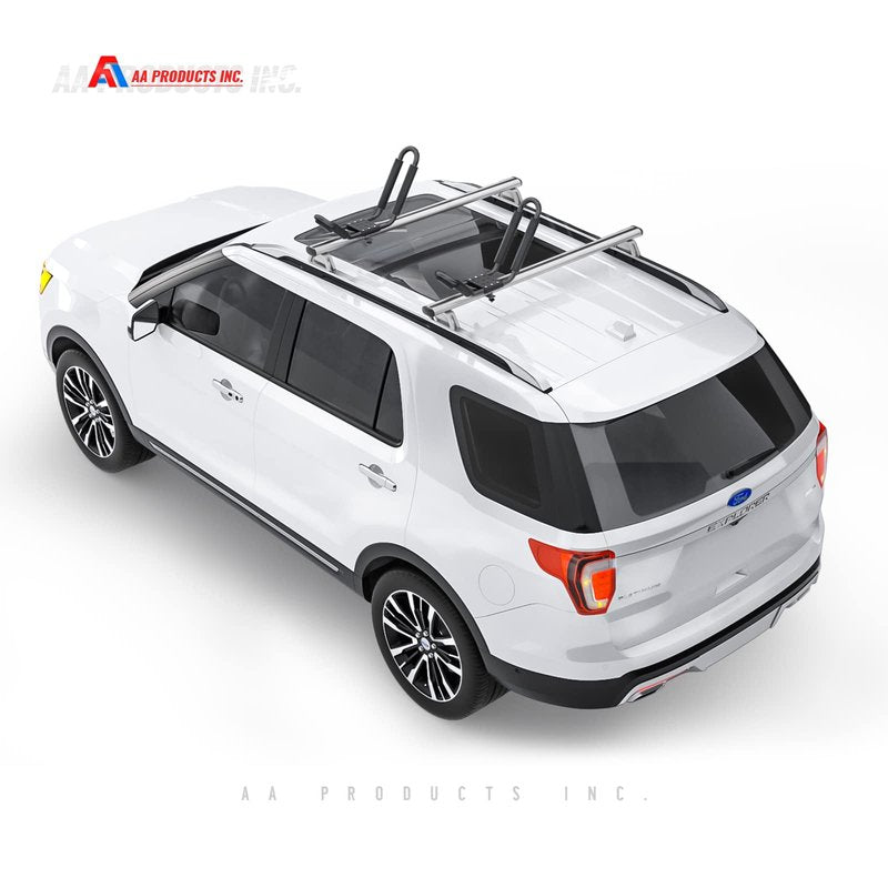 AA-Racks J-Bar Rack for Kayak Carrier Canoe Boat Paddle Board Surfboard Roof Top Mount on Car SUV Truck Crossbar with 16 Ft Ratchet Lashing Straps