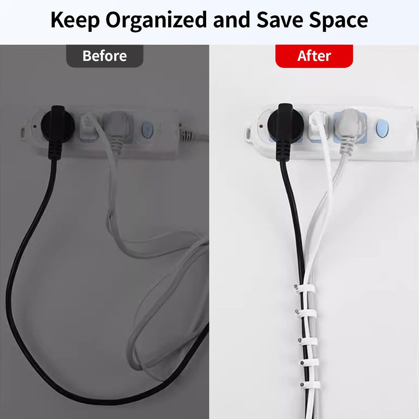 LeMotech 200pcs Cable Clips 5/7/8/10mm Flat Cable Nail Clips Cable Tacks Coaxial Nail Clamps for Cable Cord Management RG6 RG59 CAT5 CAT6 RJ45 Electrical Ethernet Coaxial Clamps, White