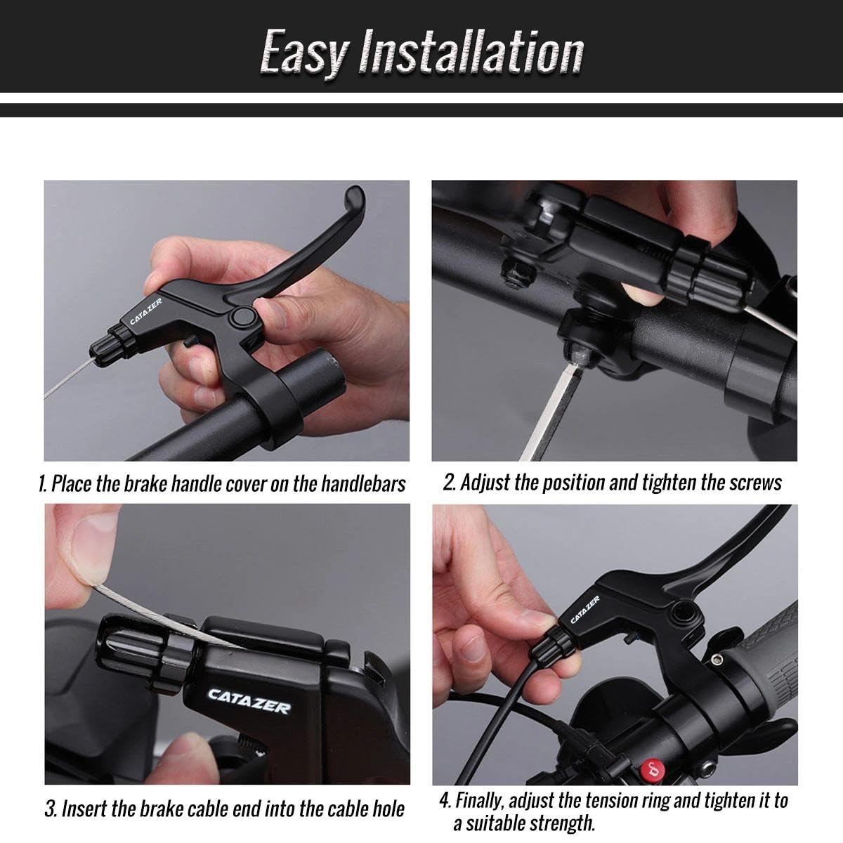 catazer Universal Bicycle Brake Lever, Aluminum Alloy 4 Fingers Brake Levers Suitable for 22.2mm Bike Handlebar Mountain Bike 1 Pair