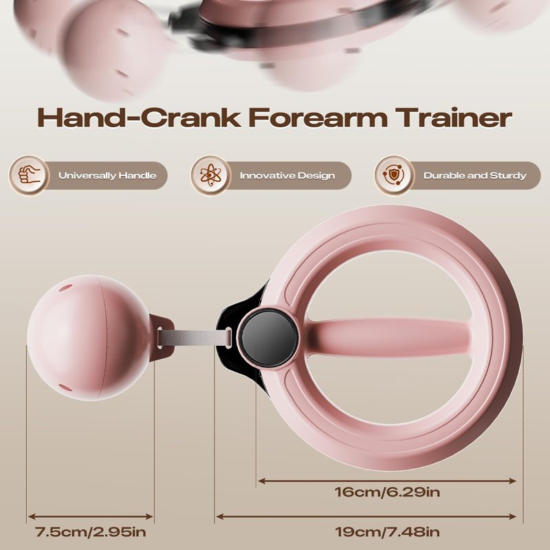 Arm Workout for Women and Men,360° Hand-Crank Forearm Trainer,Shoulders and Arm Muscle Training Fitness Equipment,Chest Trainer and Forearm Exerciser,Home Workout Equipment and Gym Workouts(Pink)