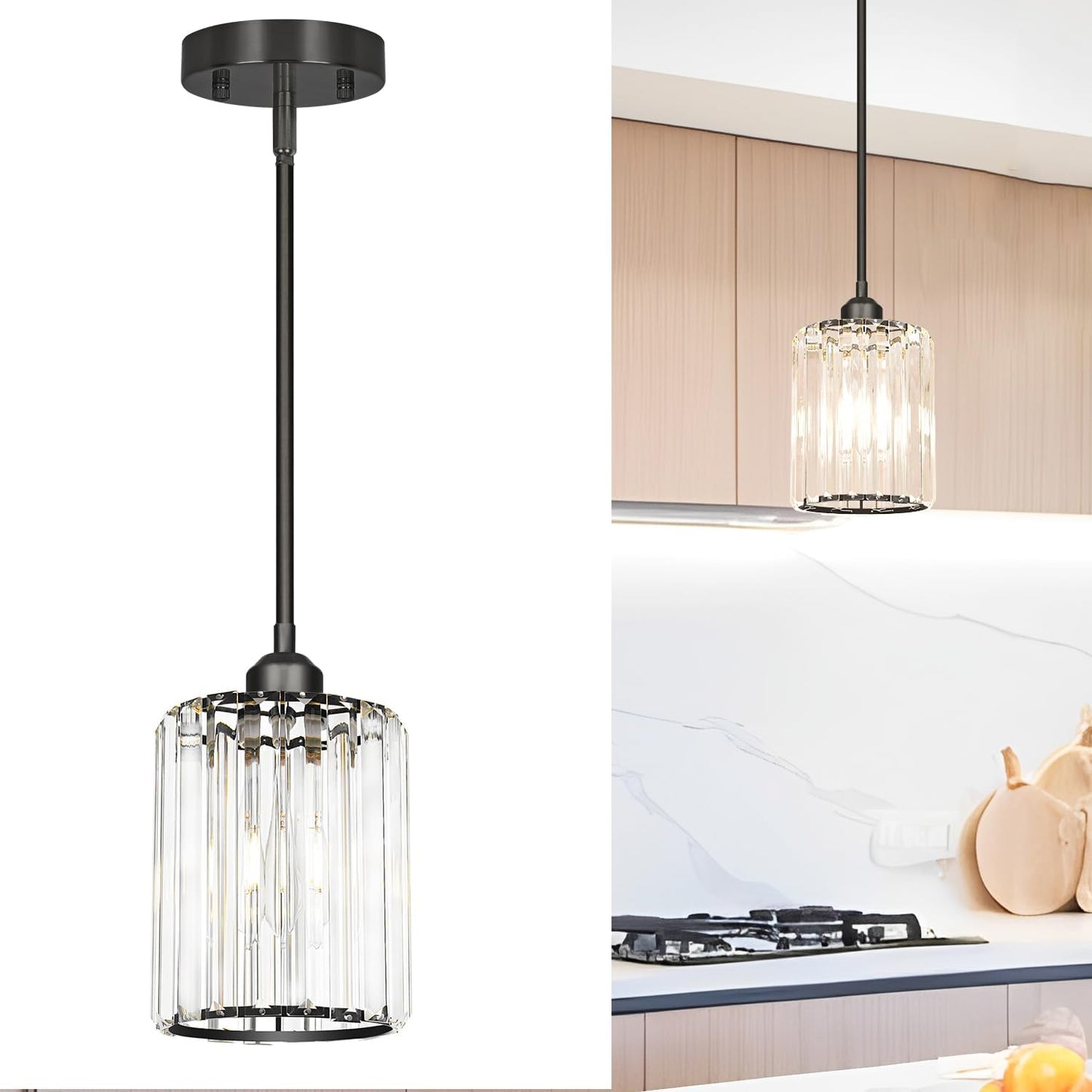 Modern Gold Crystal Ceiling Light Fixture - 11-Inch Semi Flush Mount Chandelier for Kitchen & Entryway