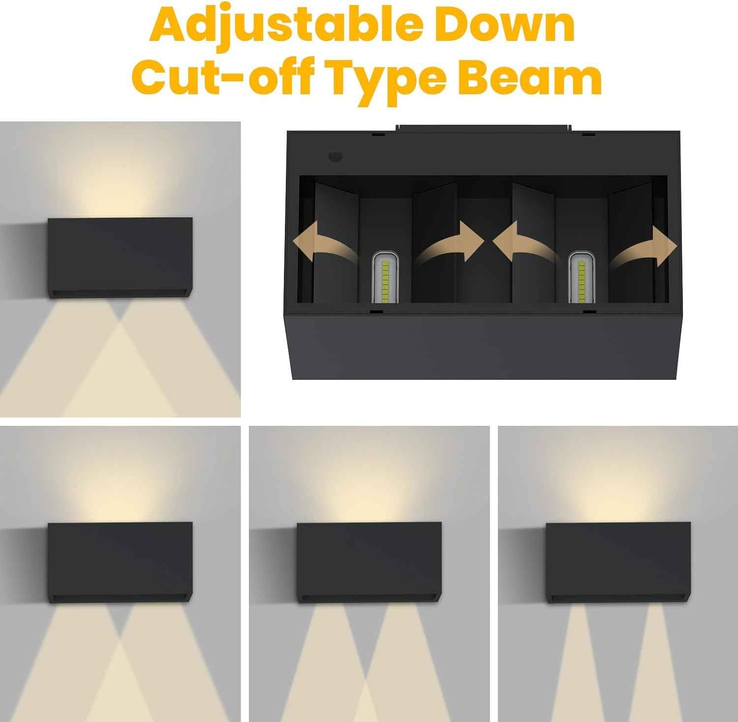Up and Down Solar Wall Lights - 2pcs Waterproof 4000K 700LM Outdoor Cube Design for Porch, Patio & Yard Decor