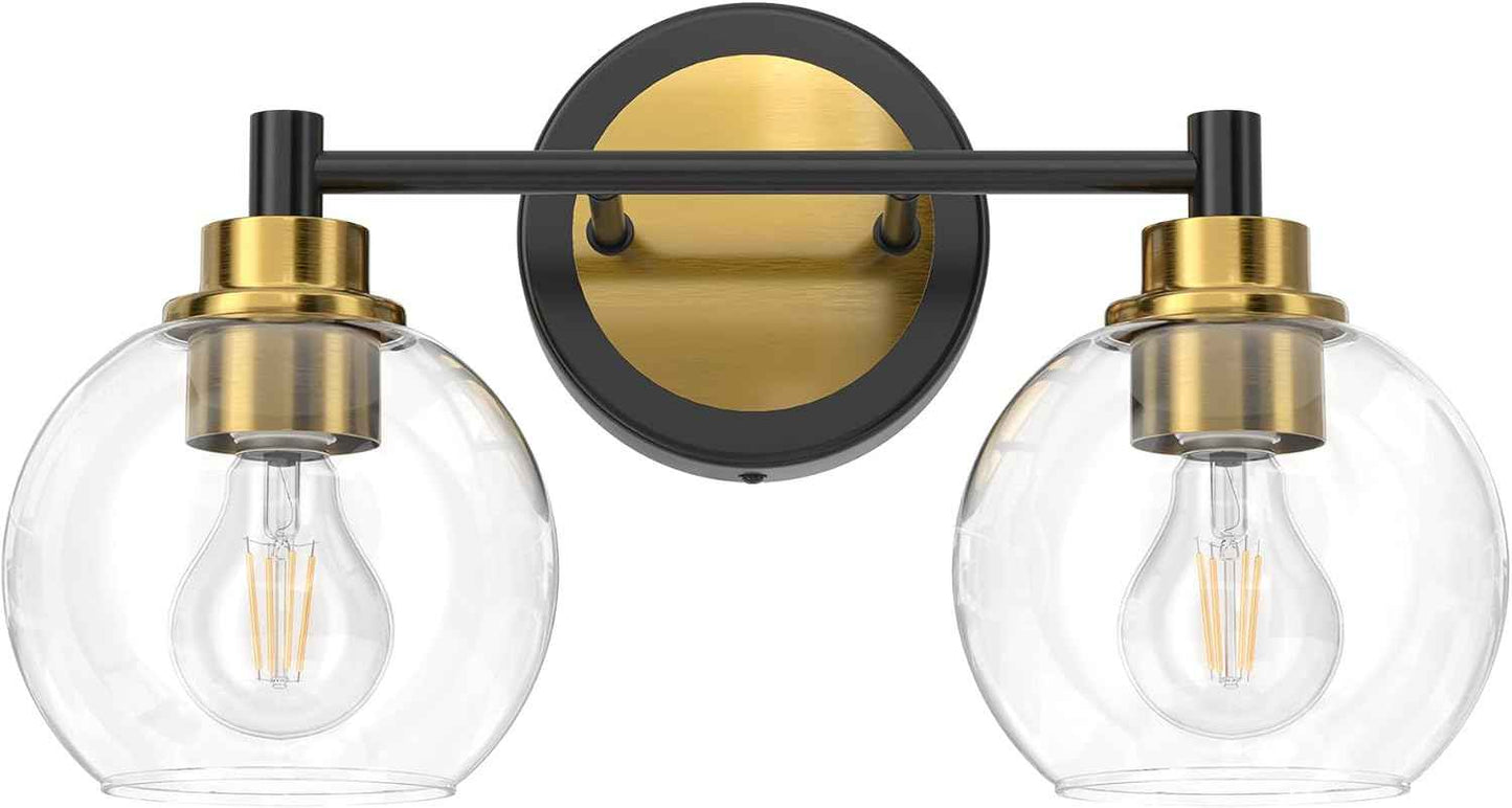 3-Light Vanity Bathroom Light Fixture with Globe Glass Shades - Brushed Nickel, ETL Certified