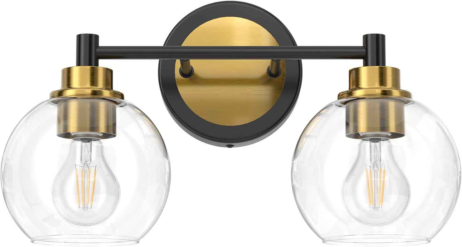 3-Light Vanity Bathroom Light Fixture with Globe Glass Shades - Brushed Nickel, ETL Certified