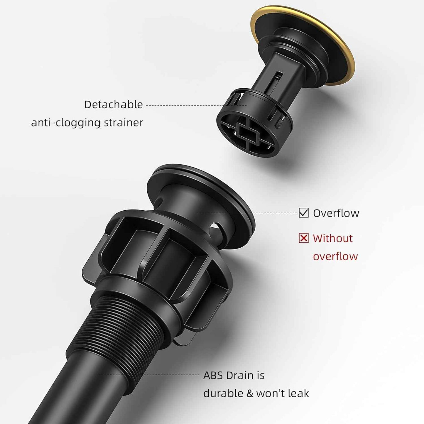 Modern Brushed Gold Bathroom Faucet with Waterfall Spout & Pop-Up Drain - Single Handle Vanity Sink Faucet