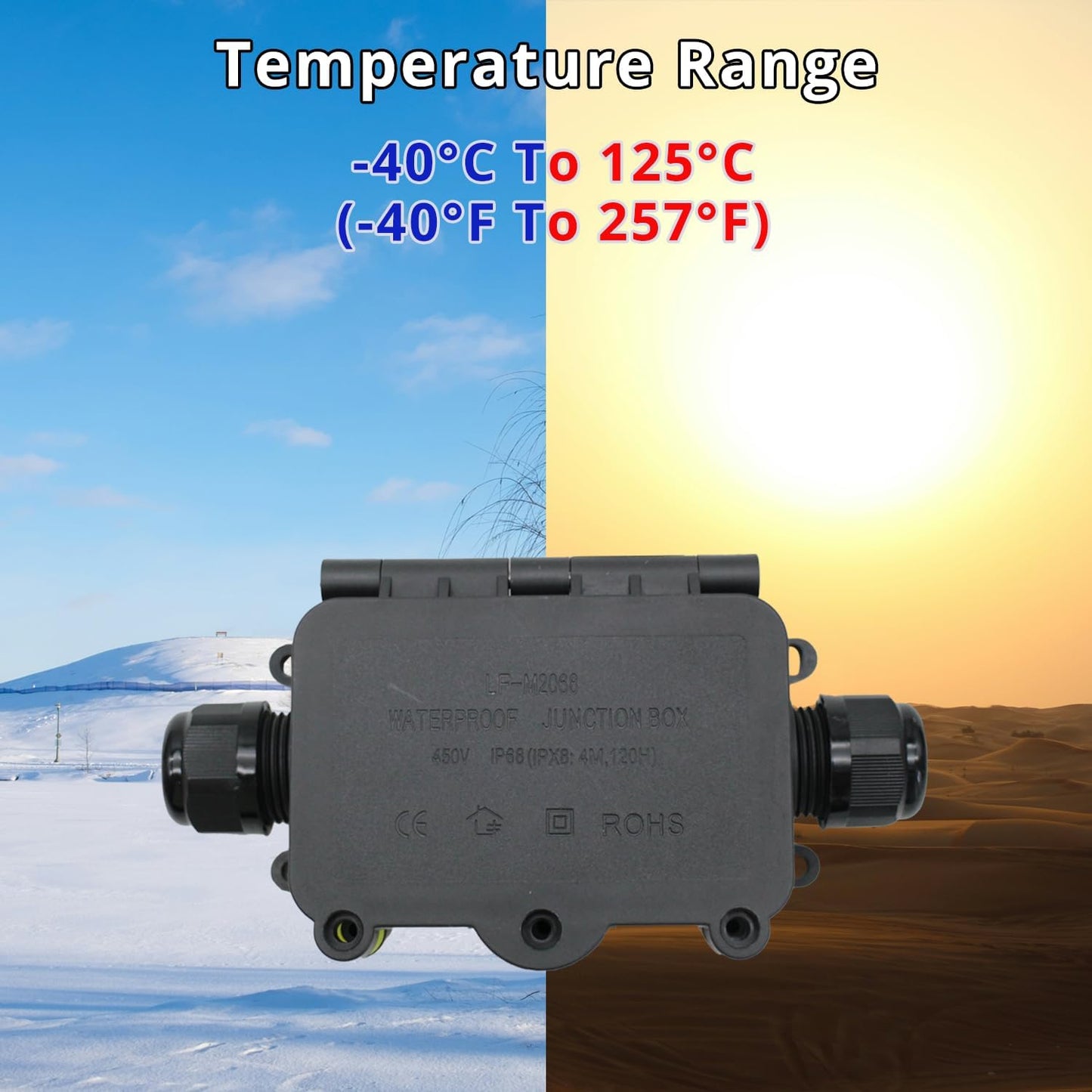 MAKERELE Small External Junction Box IP68,2 Way Clamshell-Type Underground Electrical Box with Screw Terminal Block Airtight Plastic Box Maximum Inner Diameter 12mm