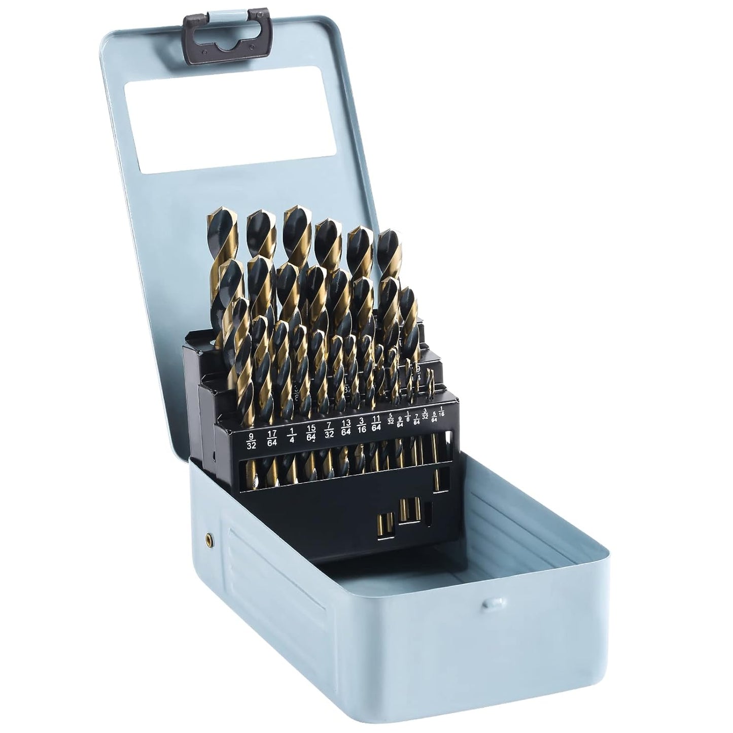 29-Piece High Speed Steel Drill Bit Set with Metal Indexed Case - 135° Tip for Wood, Plastic & Stainless Steel