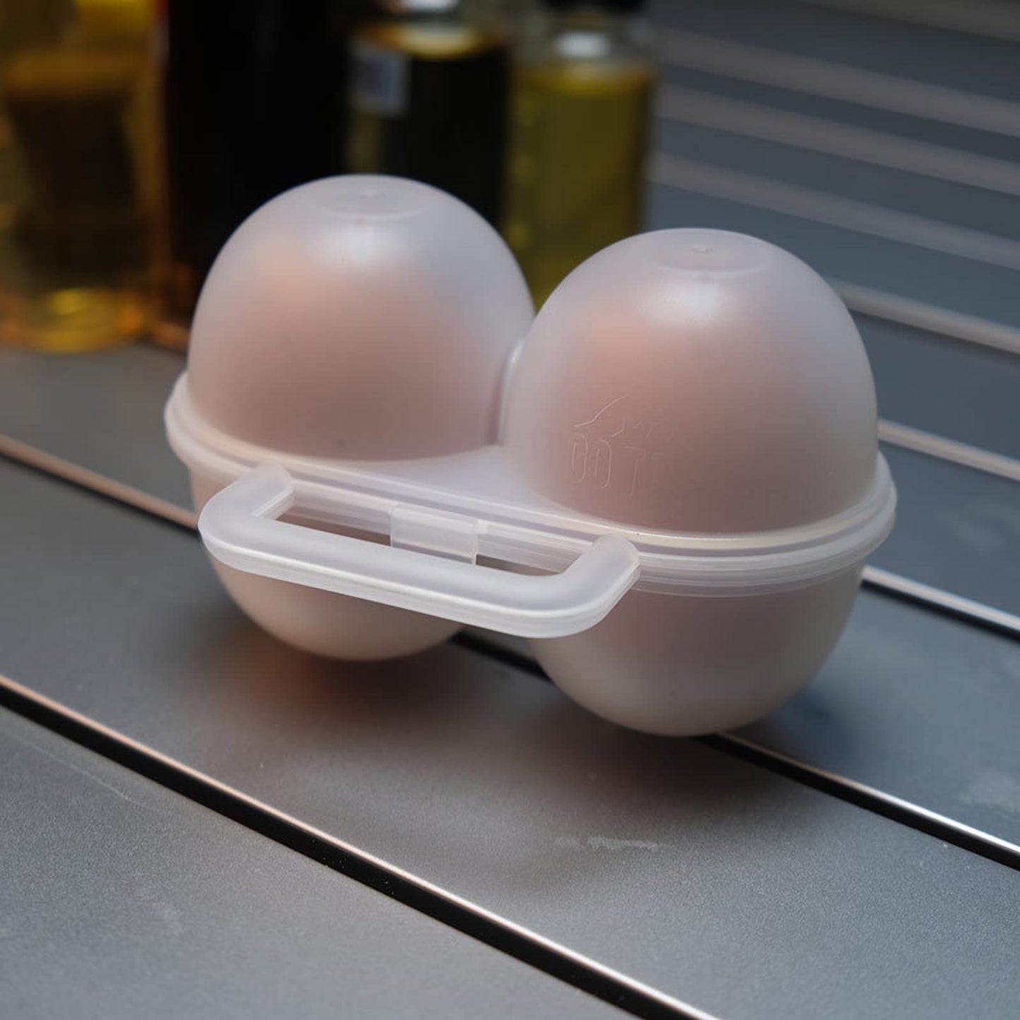 RoseFlower 2pcs Egg Holder Container, 2 Girds Plastic Egg Storage Box Shockproof Protection, Portable Egg Tray Carriage Dispenser for Camping Picnic Travel Kitchen Refrigerator Outdoor, Clear