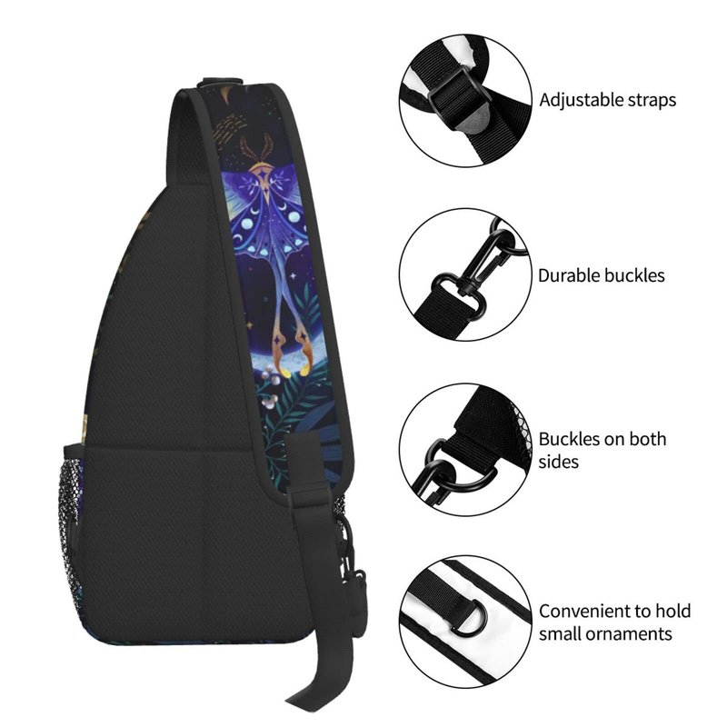 Nmbvcxz Moon-Moth Crossbody Sling Bag for Women Men Sling Backpack Casual Travel Hiking Daypack Chest Shoulder Bag
