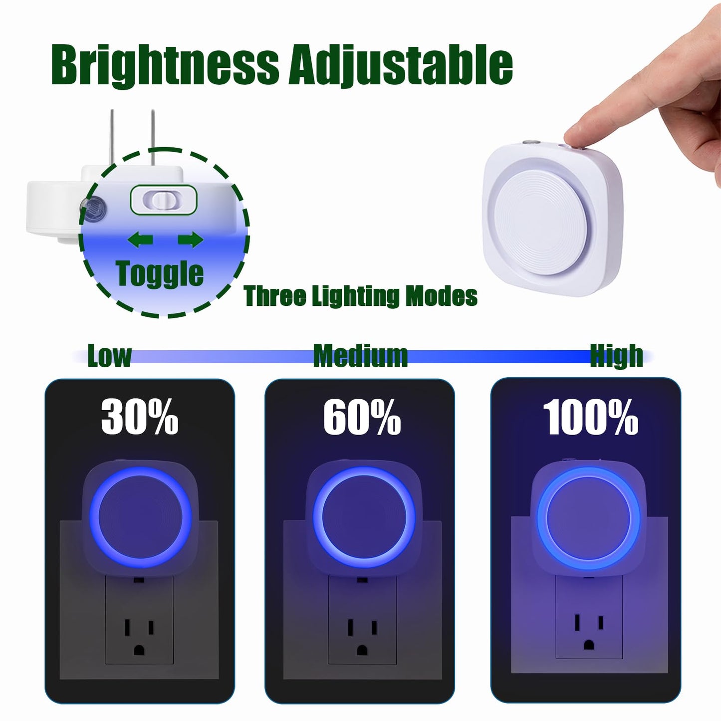 Fusunloh Blue Night Lights Plug in to Wall,4 Packs Dimmable Night Light with Auto Dusk to Dawn Sensor,Soft Glow Night Light for Bathroom, Bedroom,Hallway, Stairs, Kitchen,Blue