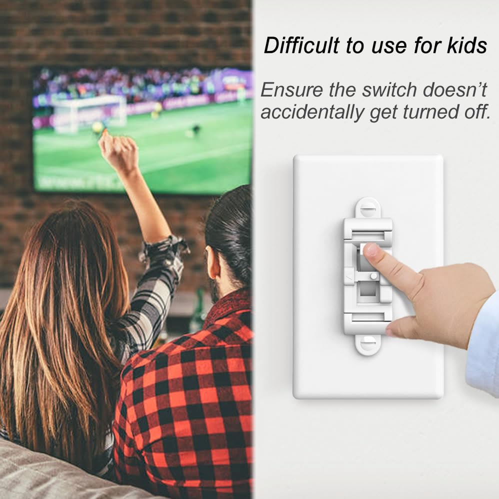 Light Switch Cover Guard,Toggle Lightswitch Coverplate Lock,Child Proof Light-Switch Plate Cover Prevents Kids or Accidental Turned On/Off (Gross White, 8 Pack)