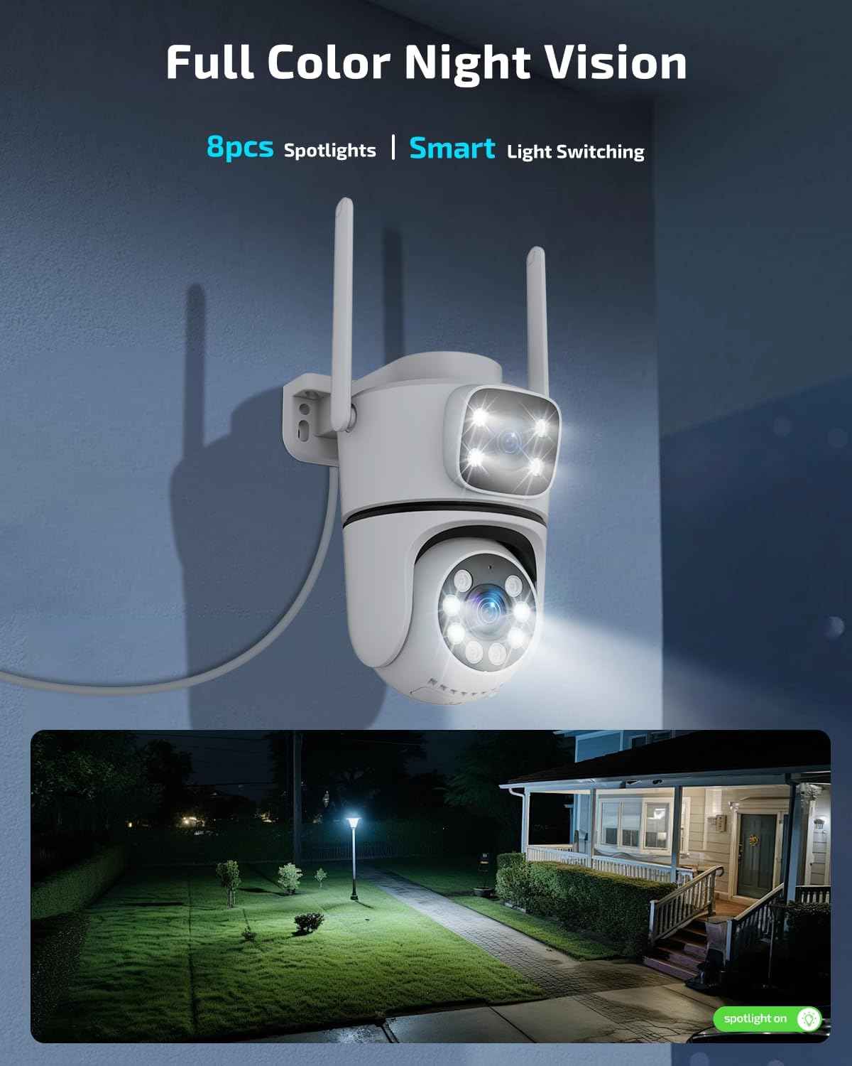 5MP Dual Lens Wireless Outdoor Security Camera - 2.4G/5G PTZ with Auto Motion Tracking