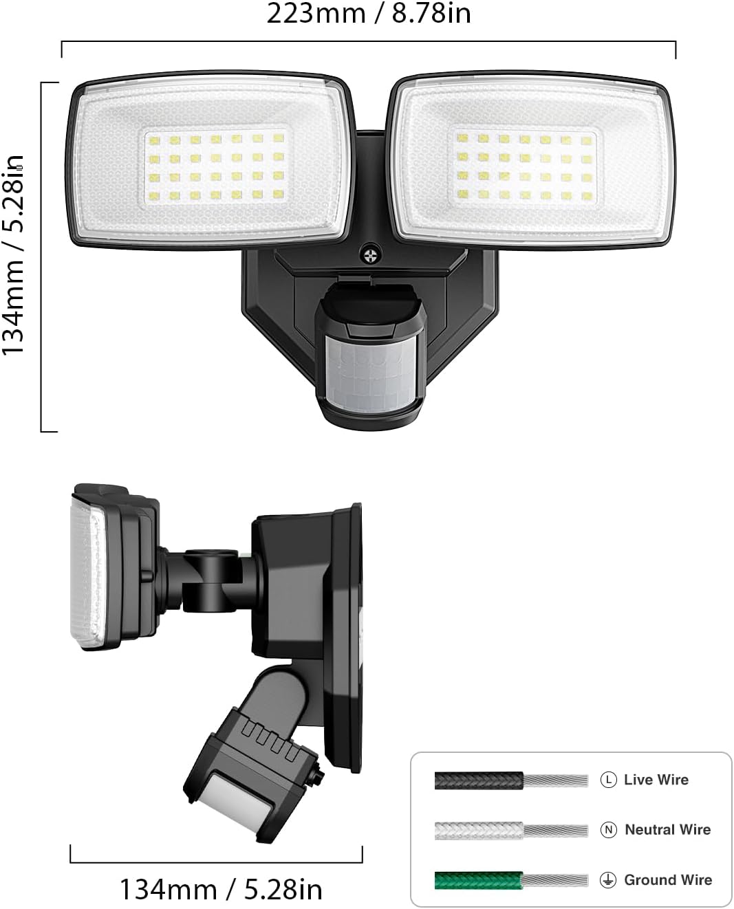 Onforu 32W Motion Sensor Outdoor Security Lights - 3200LM LED Flood Light, IP65 Waterproof, Dusk to Dawn for Garage & Yard (Black)