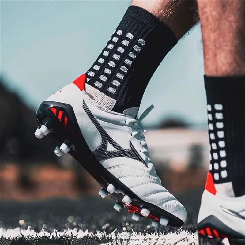 Anti-Slip Grip Soccer Socks - 4 Pairs, Black, One Size