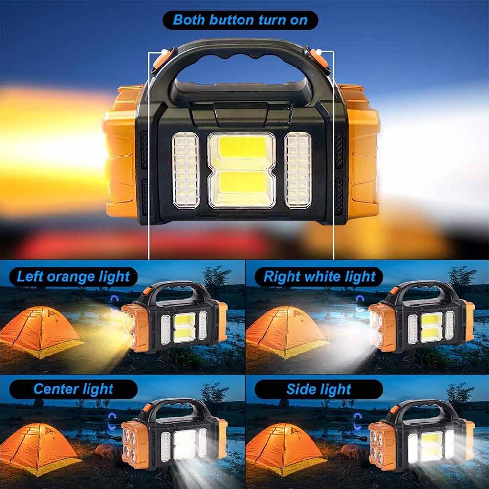 sallbris Premium High Lumens LED Work Light – Multipurpose Flashlight with Searchlight and Lantern Features - Rechargeable Outdoor Waterproof Solar Flashlight - Portable & Lightweight(Yellow