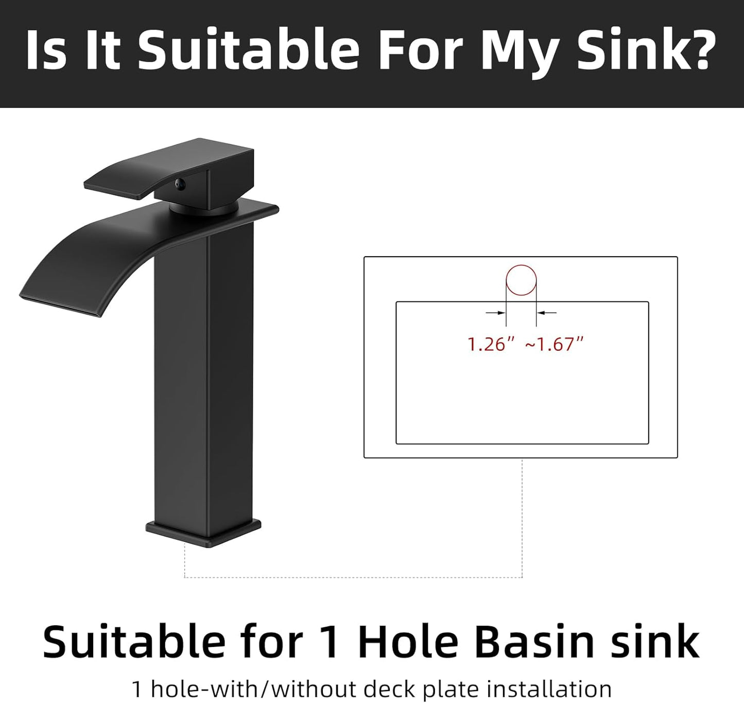 Modern Brushed Gold Bathroom Faucet with Waterfall Spout & Pop-Up Drain - Single Handle Vanity Sink Faucet