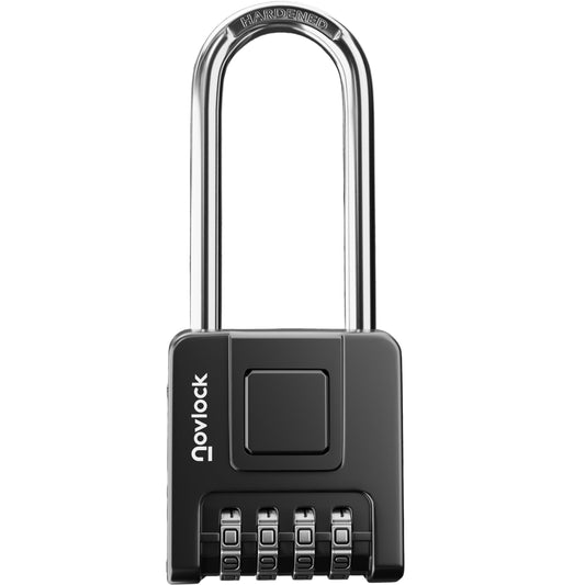 2.76 in Long Shackle Combination Lock for Outdoor & Indoor | Heavy Duty, Weatherproof, 4-Digit Security | Padlock for Gates, Fences, Sheds, Lockers, Storage | 1-Pack, Black