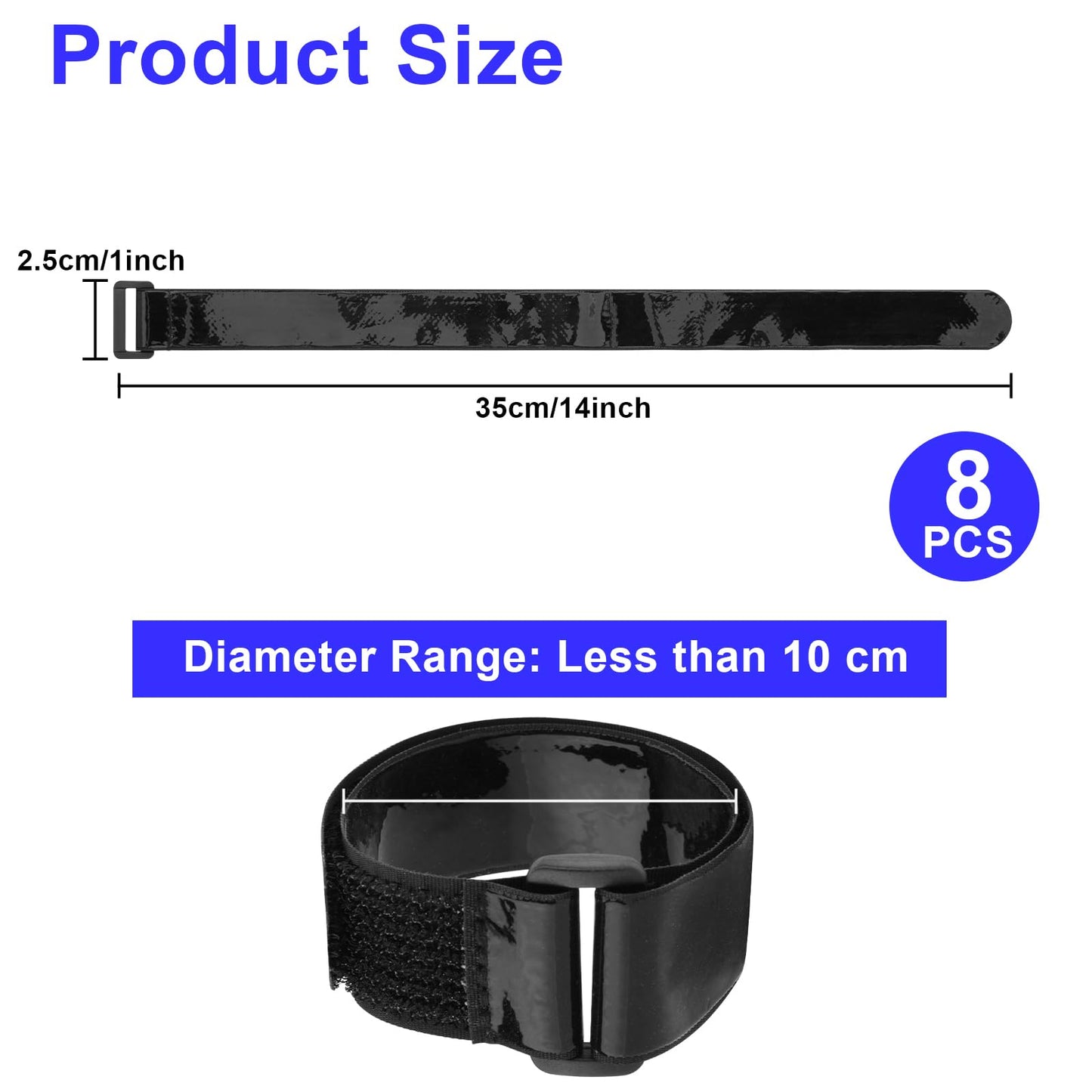 Cinch Straps with Anti-Slip Silicone Strips, 1 x 14" Hook & Loop Fastening Cable Strap Heavy Duty Multipurpose Straps for Extension Cord Cable Ropes Bike RV & Hose Organization Storage