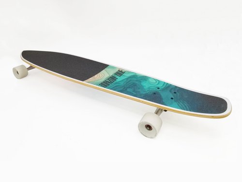 HORIZON BLUE 44inch Retro Classic Pintail Cruiser | Double Kick Hardrock Maple Deck | Anti-Wheelbite&Shock-Absorbing System | Multi-scenarios Cruising Complete (Beach)