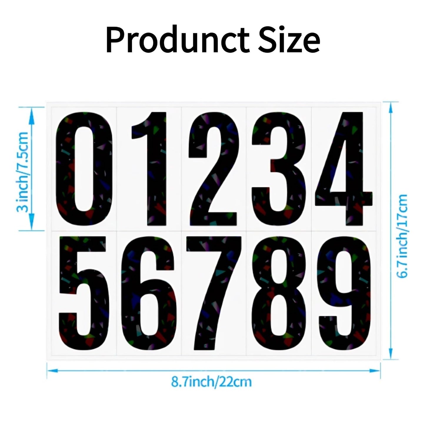 Jiepuxiter 10 Sheets Reflective Vinyl Mailbox Number Stickers,Self-Adhesive Address Labels for Cars, House Doors, Windows & Metal Mailboxes (Black, 4 inch)