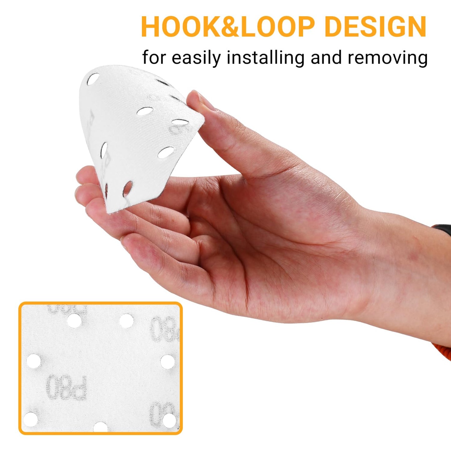 Sandpaper Sanding Discs Set: DEKOPRO 50 PCS Mouse Detail Sander Sandpaper Include 40,80,120,180,240 Grit