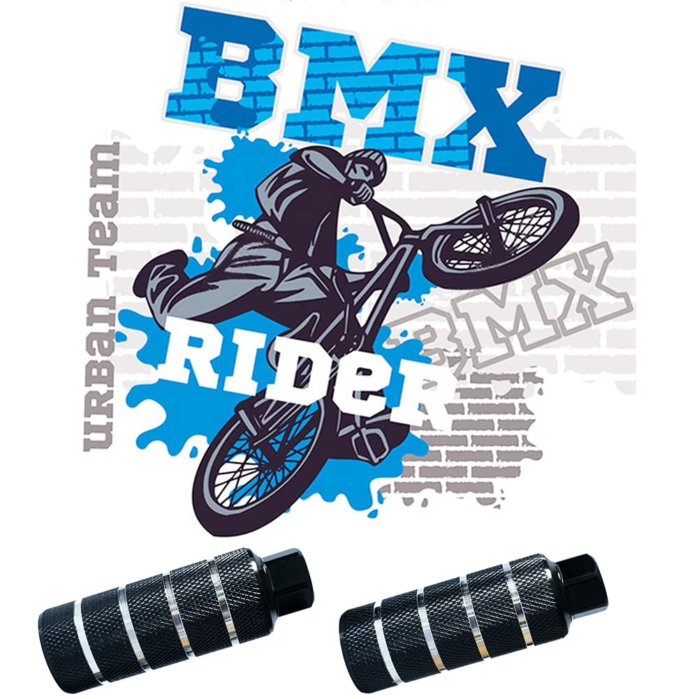 WADEKING WHW Bike Pegs,Suitable for 14mm Axles, Freestyle BMX Bicycles,Durable and Stylish Non-Slip (Black 2 Pieces)