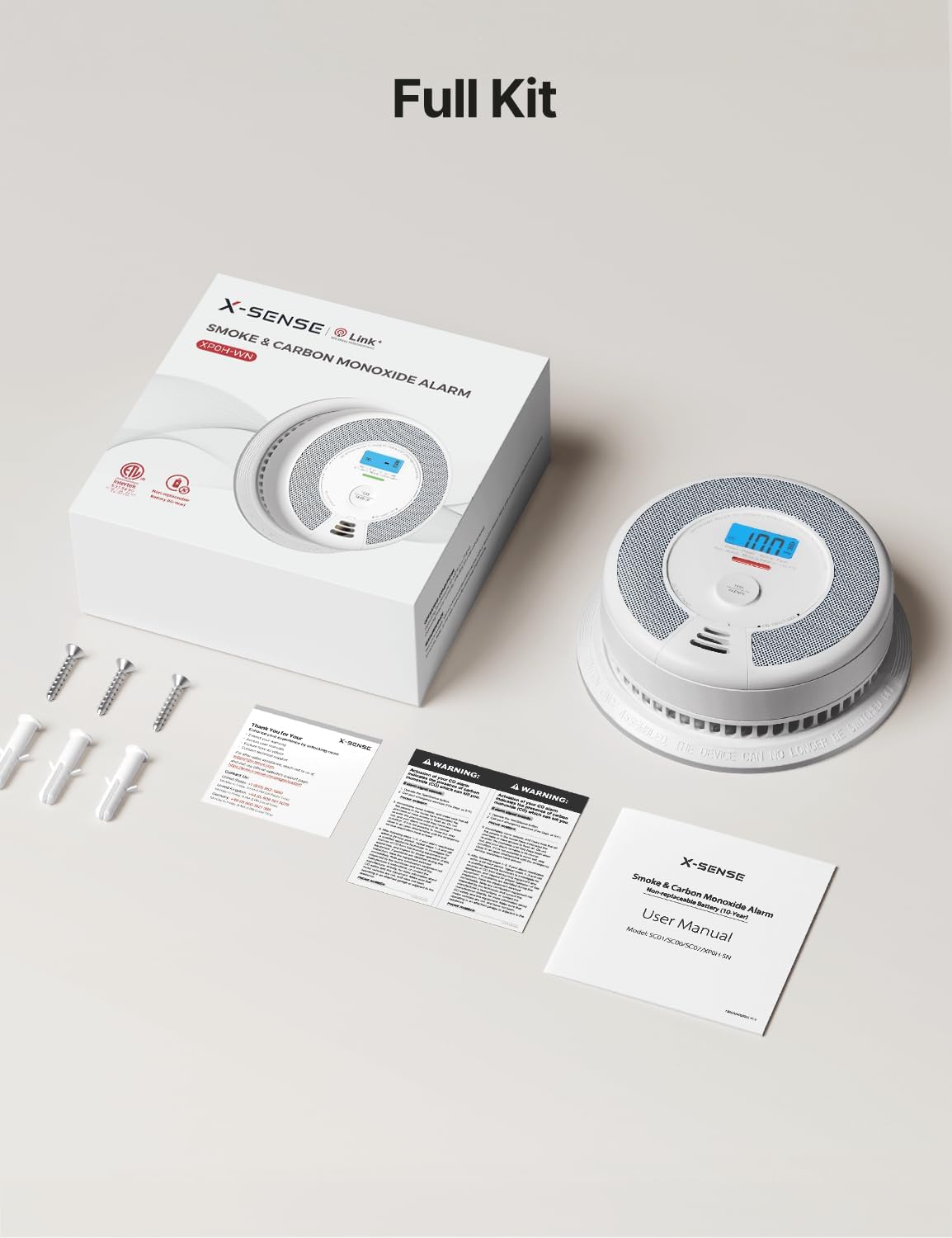 X-Sense XP0H-SN Smoke and Carbon Monoxide Detector Combo - 10-Year Battery, Easy Install