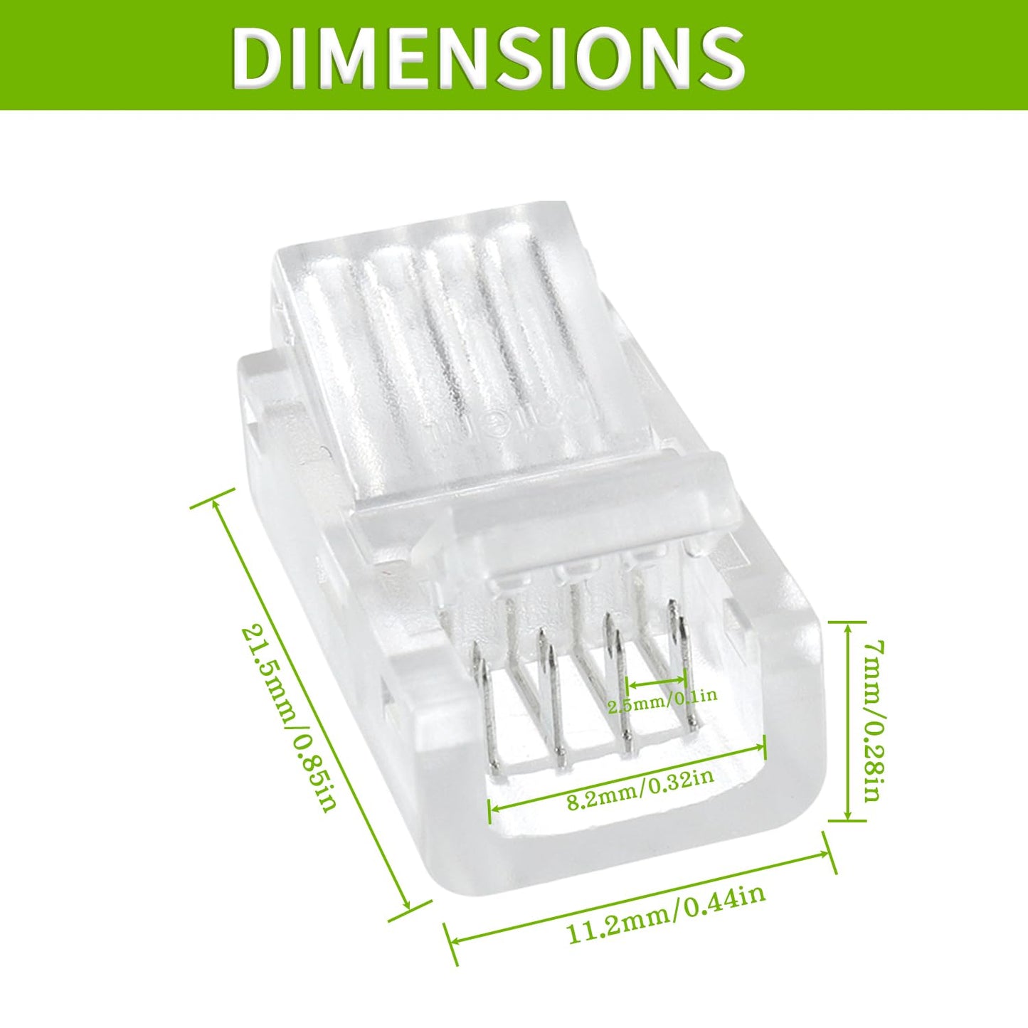 EPLZON 4 Pin 8 mm LED Strip Connector - RGB Lights Adapter (20pcs)