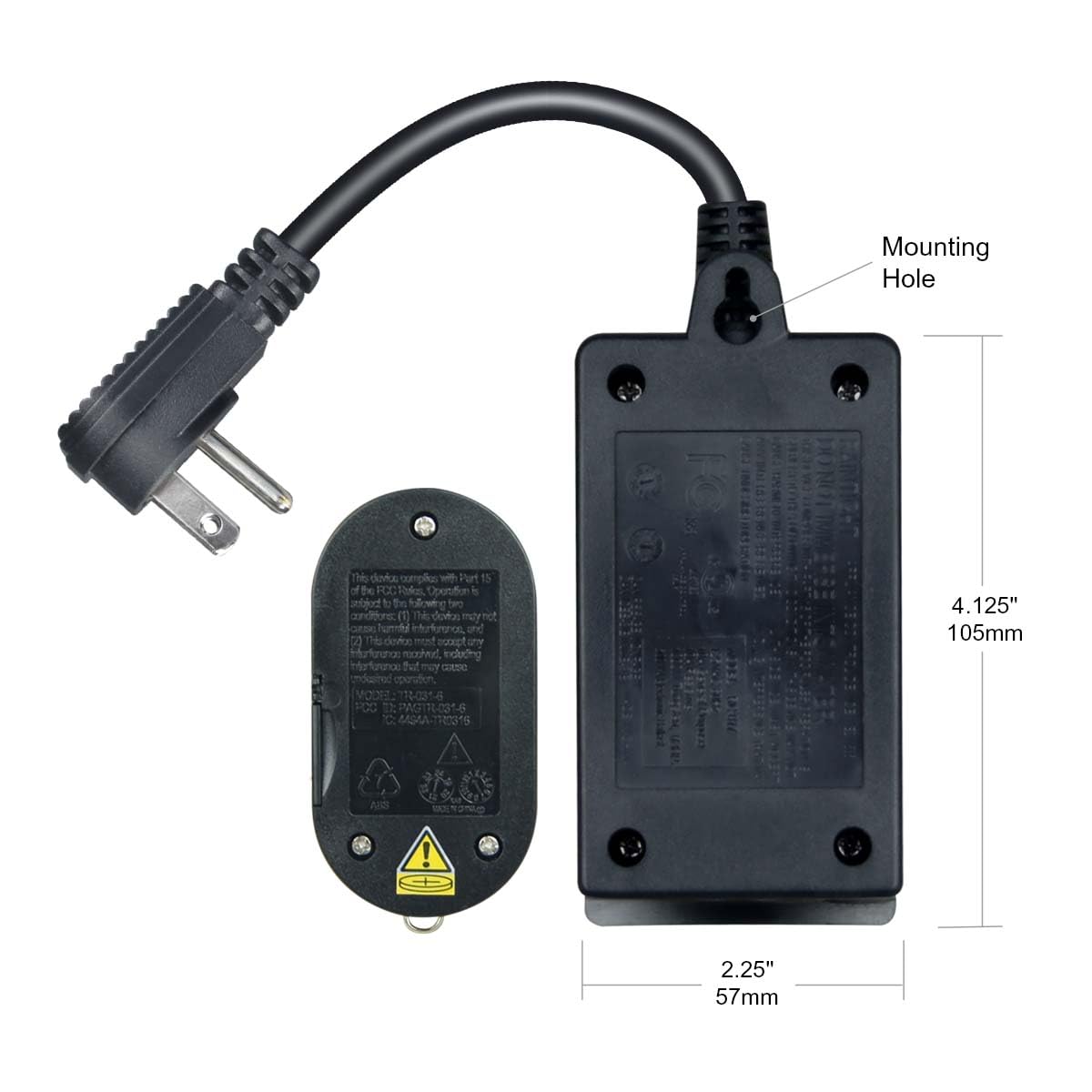 OSKOS Outdoor 3 Pack Outlets with Wireless Remote Control, 0.5ft Power Cord, Black.