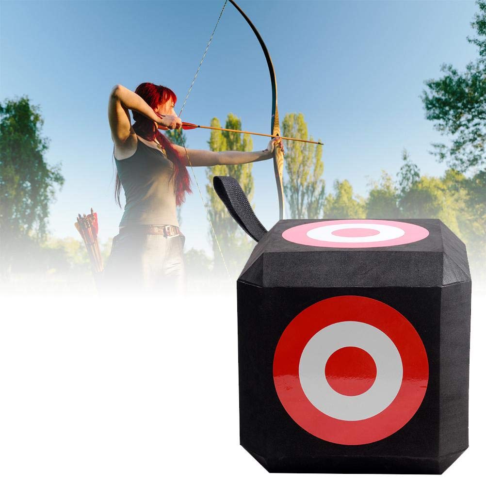 Srliya 6-Sided EVA Archery Target Cube Durable Self Healing Foam Block for Recurve Bow, and Practice, Portable Archery Target with Carry Handle (Figure)