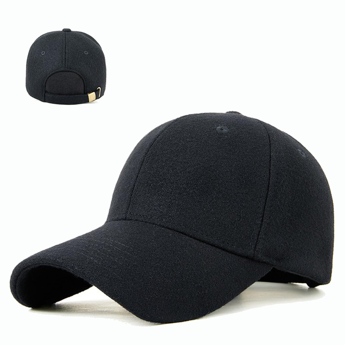 JHDESSLY Men Warm Baseball Cap Big Hat Adjustable Woolen Classic Solid Dad Travel Outdoor