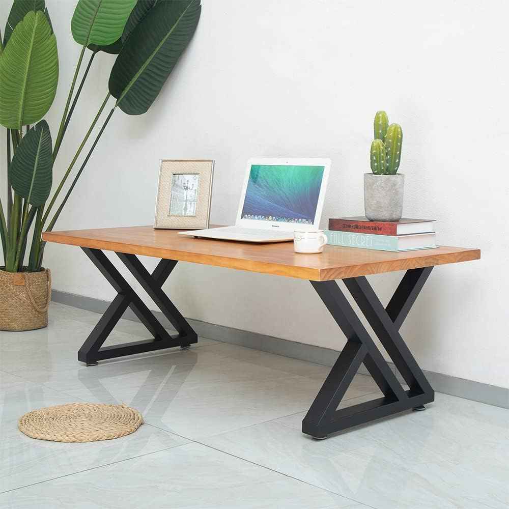 16-Inch Black Metal Coffee Table Legs - Industrial Triangle Design, Set of 2
