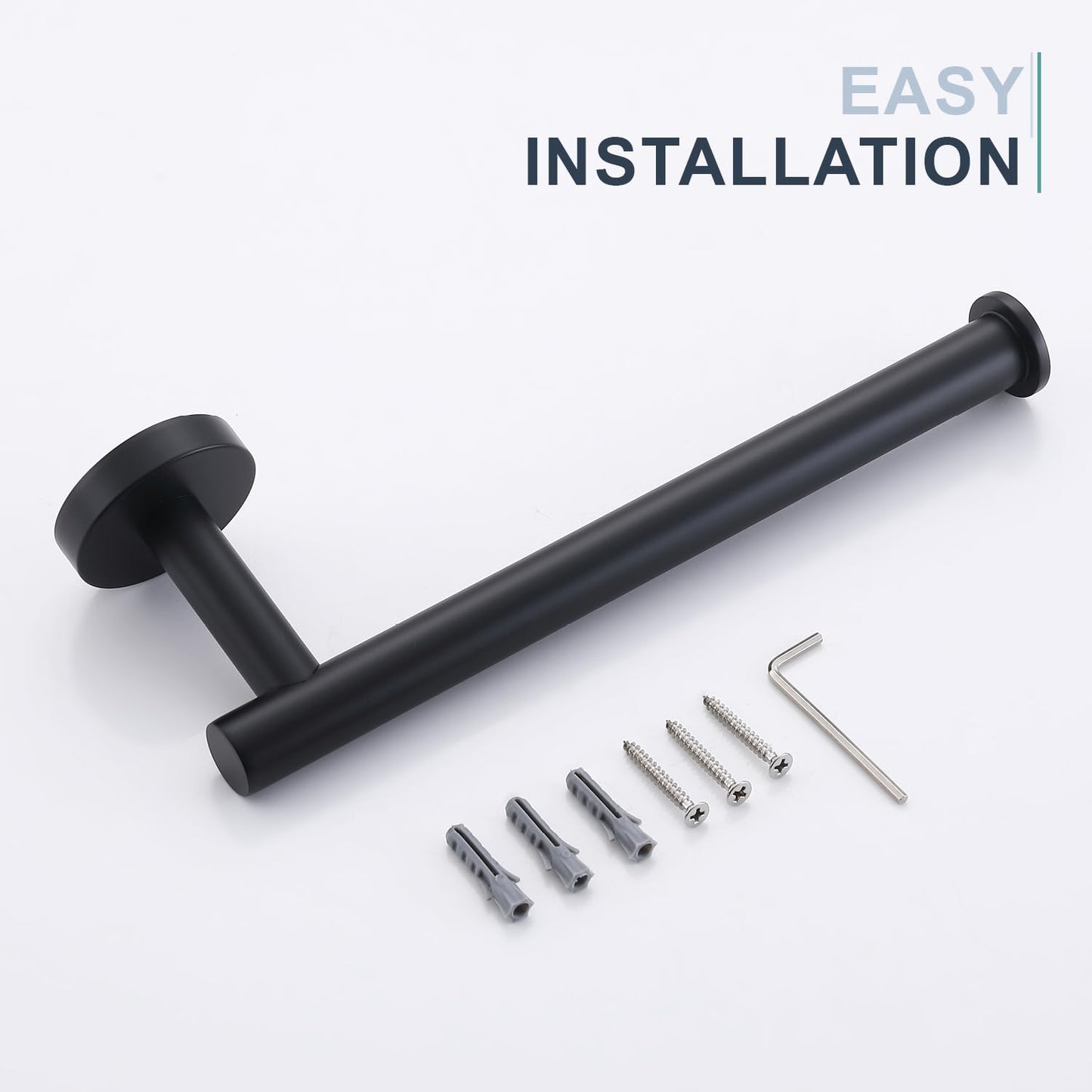 TASTOS Hand Towel Holder Towel Ring, Premium Stainless Steel Hand Towel Bar Heavy Duty Wall Mounted Modern Bath Accessories, 9 Inch Towel Rack for Bathroom Kitchen, Matte Black