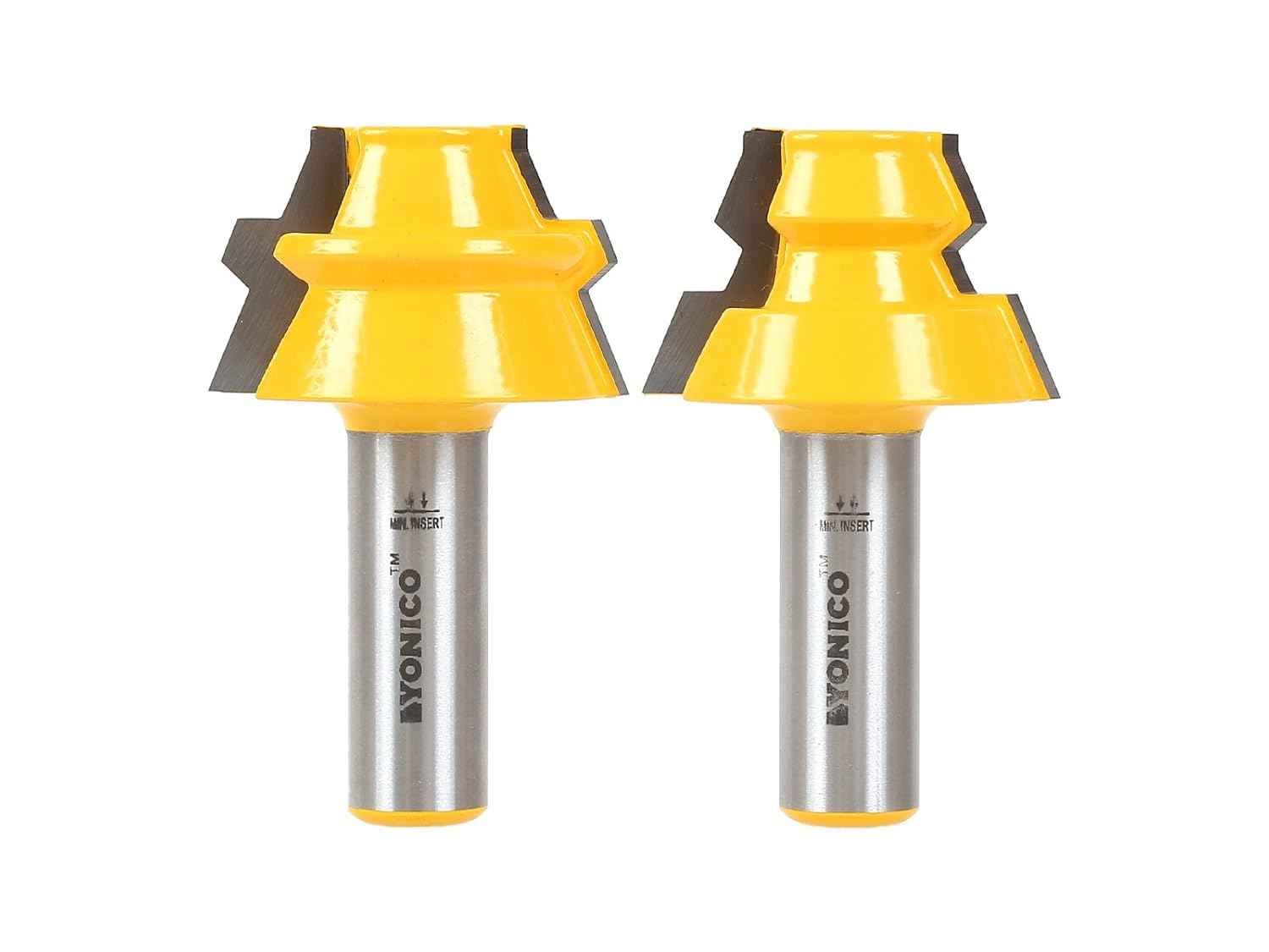 YONICO 45° Lock Miter Router Bit Set – 3 Bits, 1/2-Inch Shank for Precision Joinery