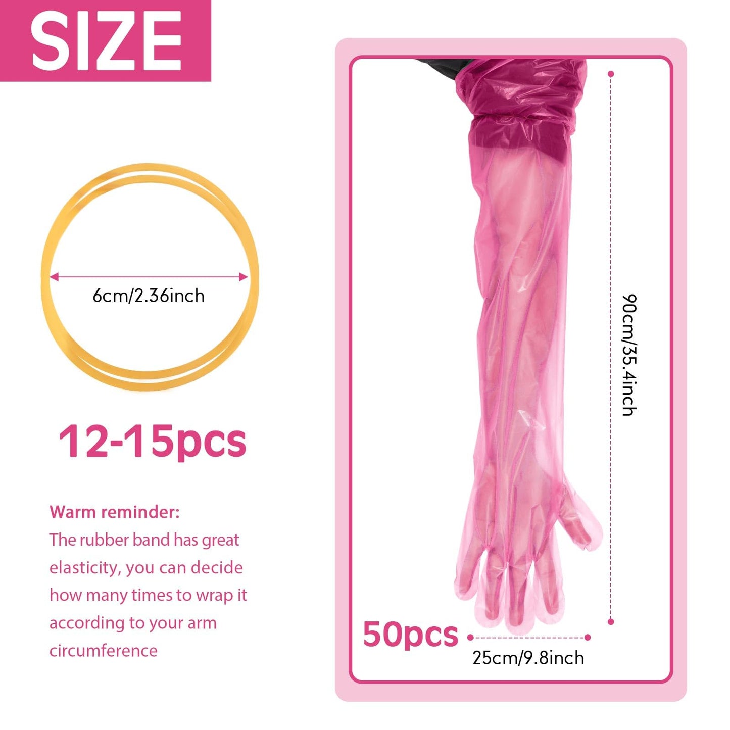 Lauwell 50 Pcs Disposable Dressing Gutting Gloves 35 Inch Shoulder Length Field Dressing Gloves Veterinary Insemination Glove (Pink)