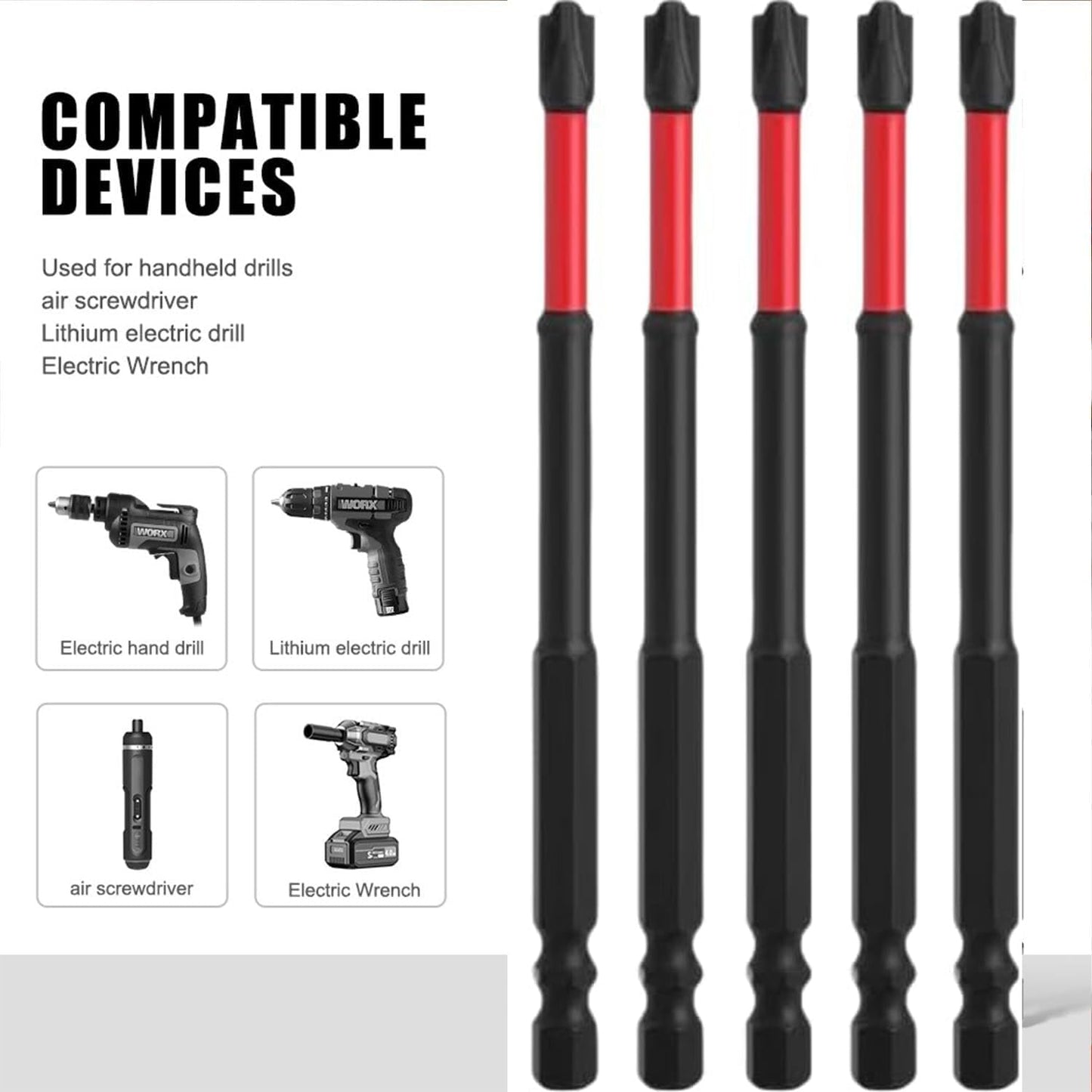 FPH2 Impact Screwdriver Bit Set - 65mm & 110mm Slotted Heads 1/4 Inch Hex Shank, Cross Slot Screw Driver Drill Bits Used Electricians ,CNC Machined Tips with Magnetism,(10pcs)
