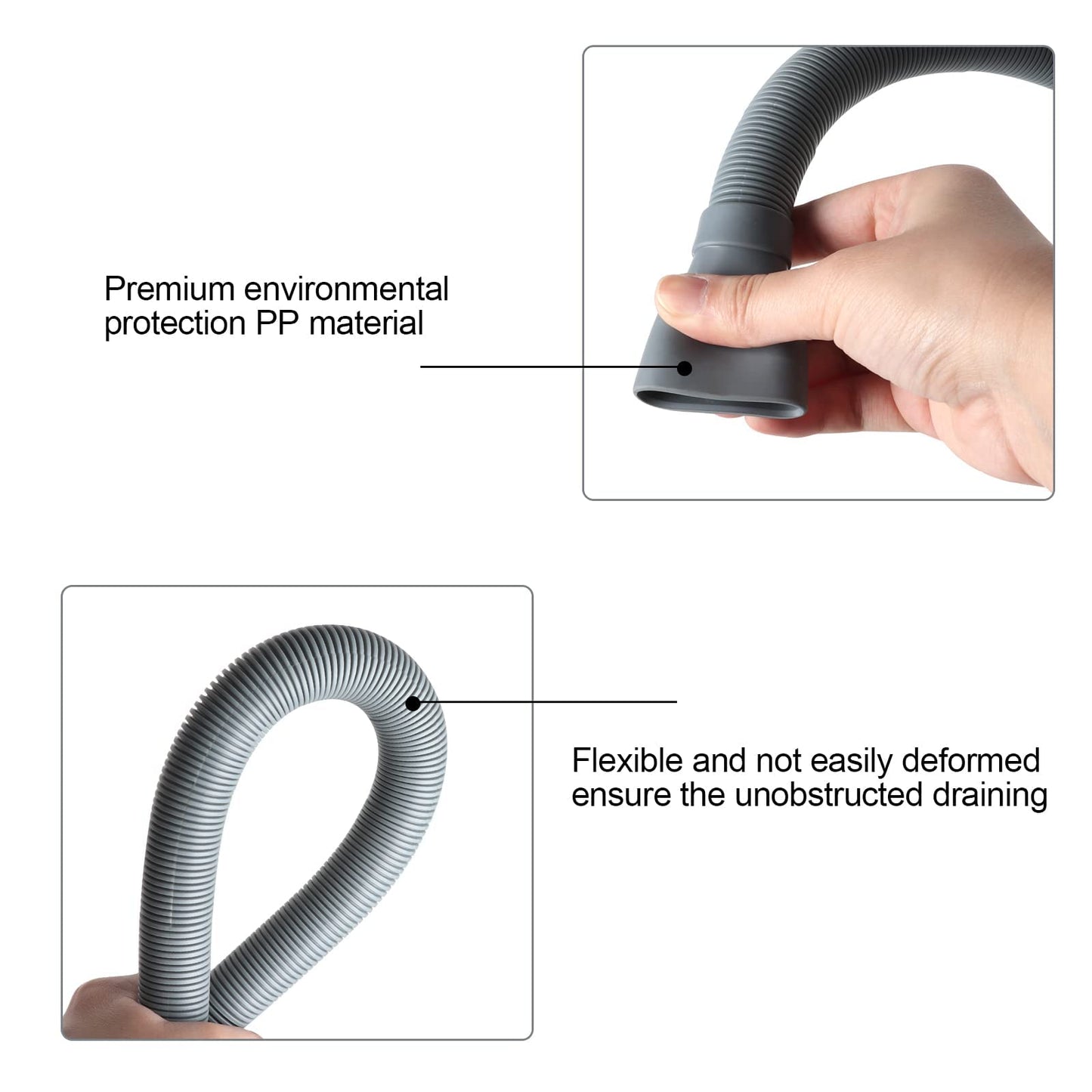 Manste Universal Washing Machine Drain Hose ,Washer Drain Hose Extension,Extra Long Washer Drain Hose, U-Bend Holder, Adapter 4 Pcs Clamps 6FT