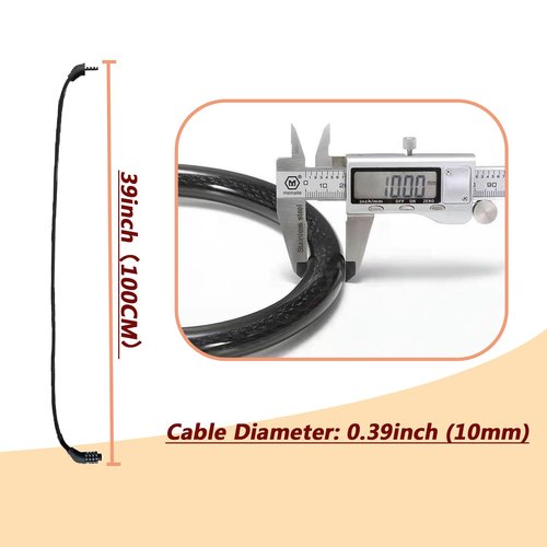 VGE 4-Digit Combination Bike Lock - Heavy Duty Anti Theft Cable Lock with Keyless Security, Weatherproof Design for Bicycle, E-Bike, Scooter,Motorcycles,Mountain Bike,Road Bike,Metal Sliding Door